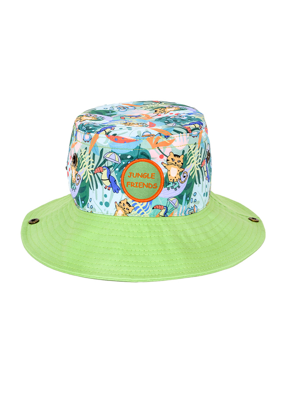 Milk&Moo Foldable Wide Brim High Sun Protection Hat for Kids Unisex, Green/White/Blue