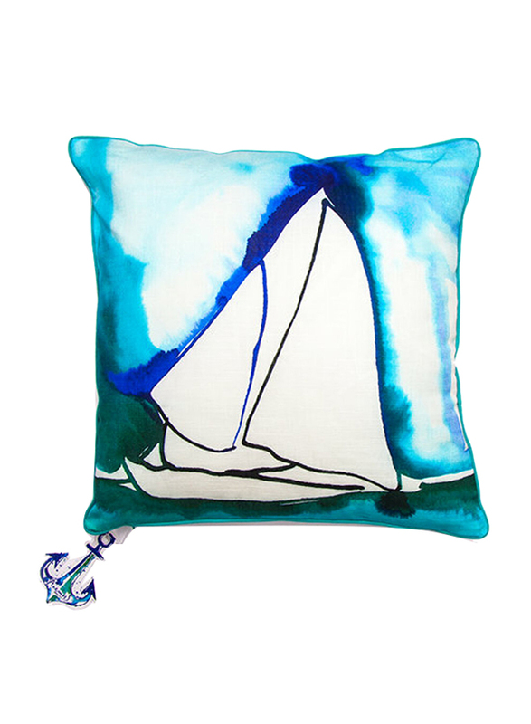 BiggDesign Anemoss Sail Patterned Square Decorative Pillow, Blue