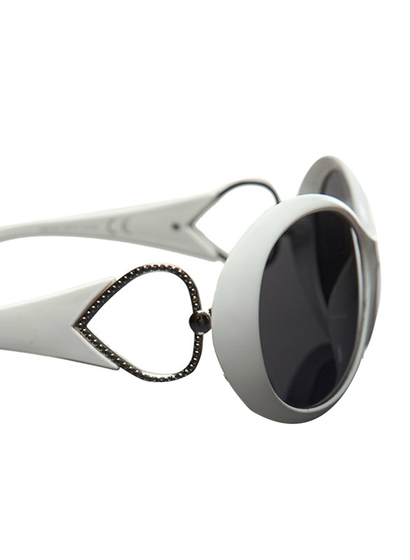Xoom Vision Full-Rim Oval Grey Sunglasses for Women, Black Lens, 023120