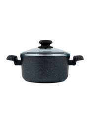 Korkmaz 24cm Ornella Aluminum Non-Stick Deep Round Pot with Lid, A1342, Black