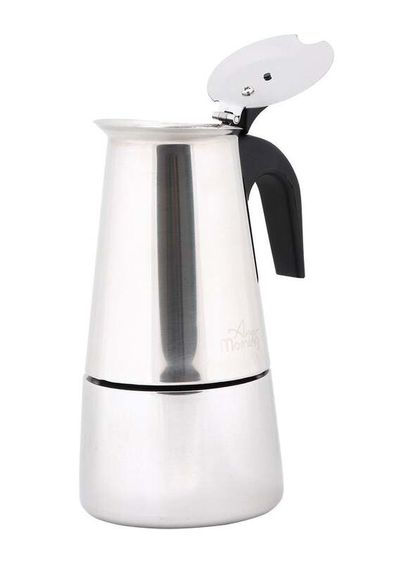 Any Morning 200ml Stainless Steel Stove Top Espresso Maker, Silver