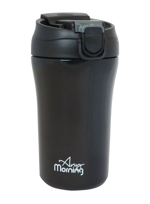 

Any Morning 400ml Insulated Stainless Steel Travel Coffee Mug with Lid & Straw, Black