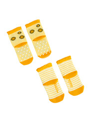 Milk & Moo Yellow Buzzy Bee and Pink Rabbit Chancing 4 In 1 Baby Socks, 12-24 Months, Multicolour