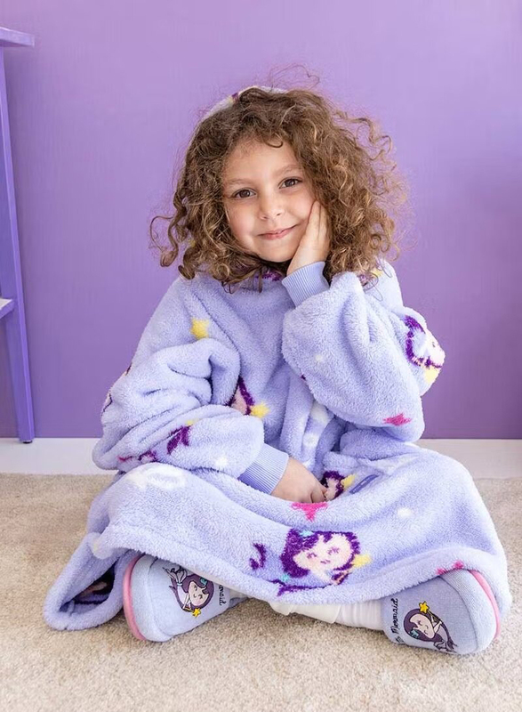 Milk & Moo Little Mermaid Wearable Hooded Blanket with Pouch, Purple