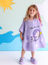 Milk&Moo Little Mermaid Kids Poncho Towel and House Slippers, 4-6 Years, Lilac