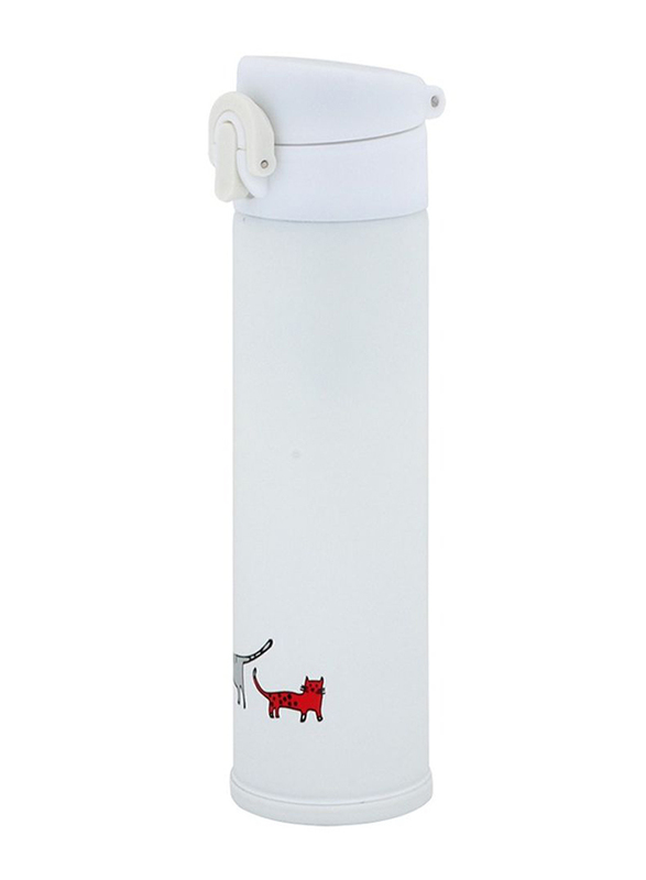 Biggdesign 330ml Cats Design Thermos Travel Bottle, White
