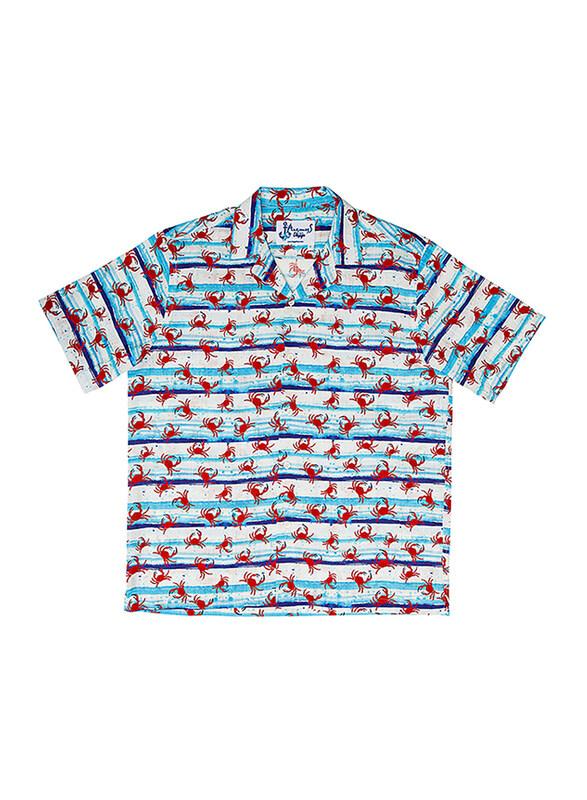 

BiggDesign Anemoss Crab Patterned Short Sleeve Shirt for Men, Medium, Multicolour