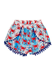 BiggDesign Anemoss Crab Patterned Booty/Daisy Dukes Shorts for Women, Small, Red