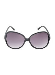 Xoomvision Full-Rim Round Black Sunglasses for Women, Black Lens, 023055