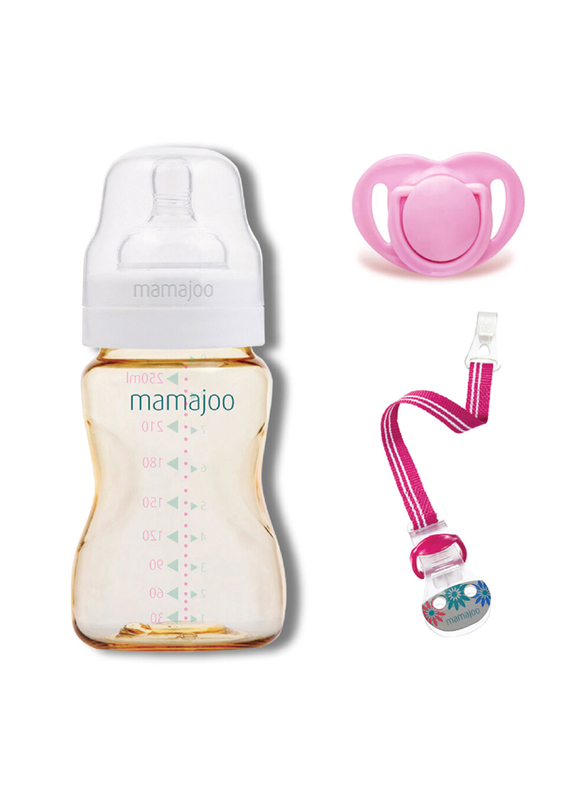 Mamajoo Gold Baby Feeding Bottle Mini Gift Set, 250ml, Pink