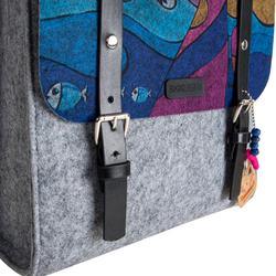 BiggDesign Owl and City Felt Backpack, Multicolour