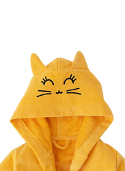Milk & Moo Tombish Cat Velvet Hooded Robe for Kids, Orange