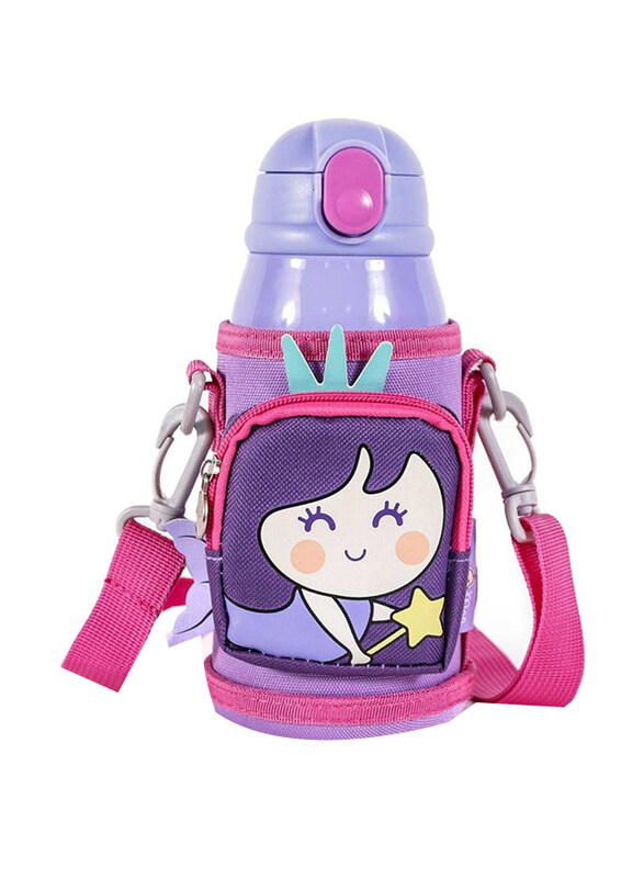 Milk & Moo Mermaid Steel Kids Water Bottle with Bag, 550ml, 3+ Years, Multicolour