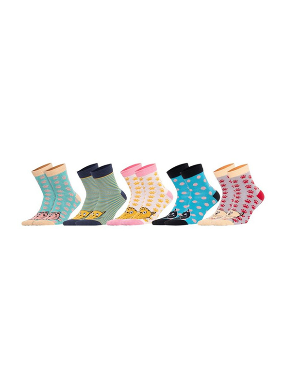 BiggDesign Cats Design Women Socks, 5 Pairs, Multicolour