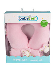 Babyjem Travel Pillow Set for Kids, 3 Pieces, 18+ Months, Pink