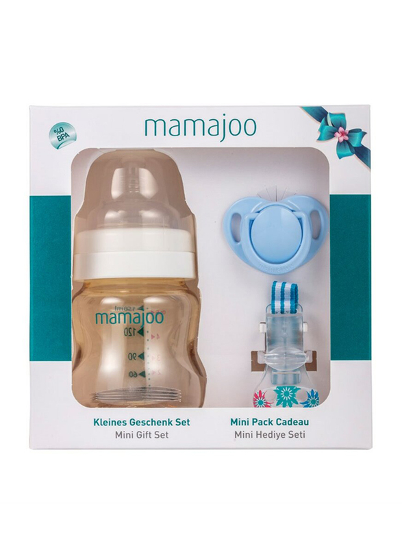 Mamajoo Gold Baby Feeding Bottle Mini Gift Set, 150ml, Blue