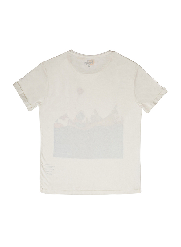 BiggDesign Mr. Allright Print Short Sleeve Crew Neck T-Shirt for Men, Medium, White