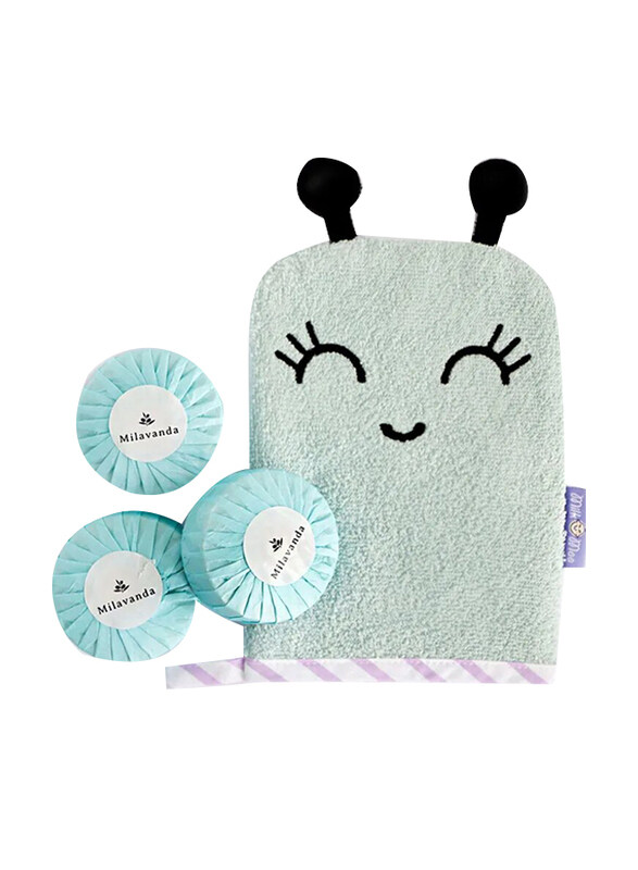 

Milk & Moo Sangaloz Bath Glove and Milavanda Baby Soap Set, Blue