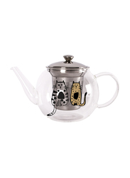 Biggdesign 600ml Glass Tea Pot with Stainless Steel Strainer, Clear