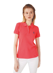 Anemoss Seagull Pattern Polo Neck T-Shirt for Women, Medium, Pink