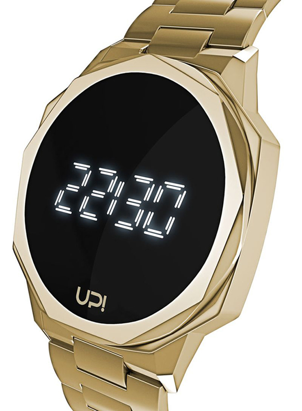 UpWatch Digital Watch Unisex with Stainless Steel Band, 1588, Gold-Black
