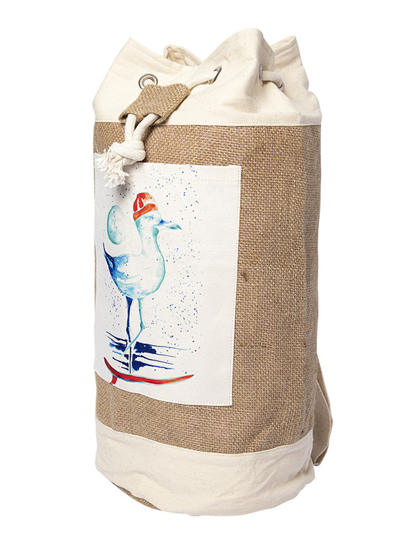 BiggDesign Anemoss Seagull Jute Shoulder Bag for Women, Beige/White/Pink