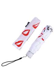 BiggDesign Languages Mini 8 Ribs Folding Umbrella with UV Protection, White Multi