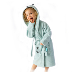 Milk & Moo Sangaloz Velvet Hooded Robe for Kids, Blue