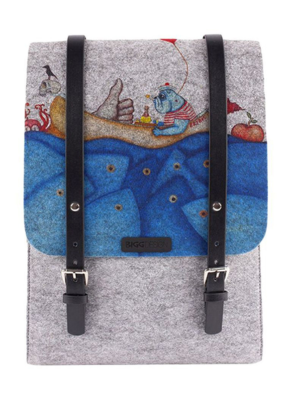 Biggdesign Mr. Allright Felt Backpack for Women, 14.5 inch, Multicolour
