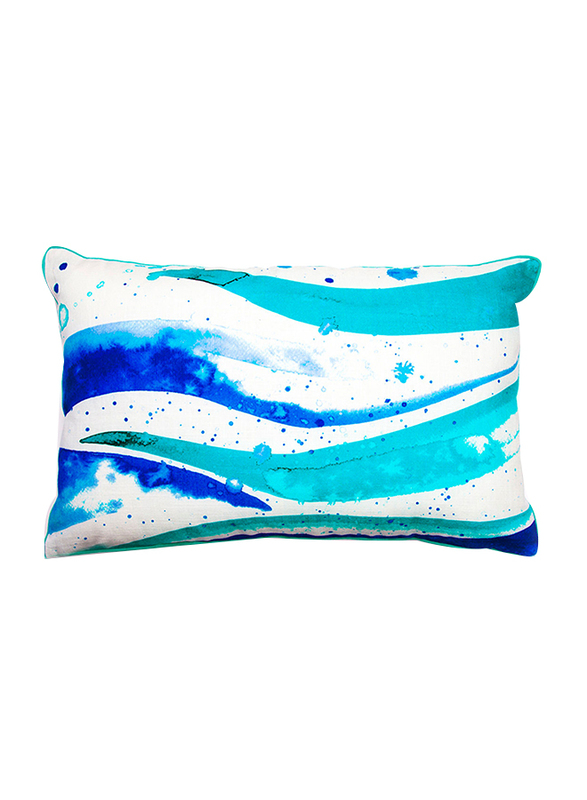 BiggDesign Anemoss Wave Patterned Rectangular Decorative Pillow, Blue/White