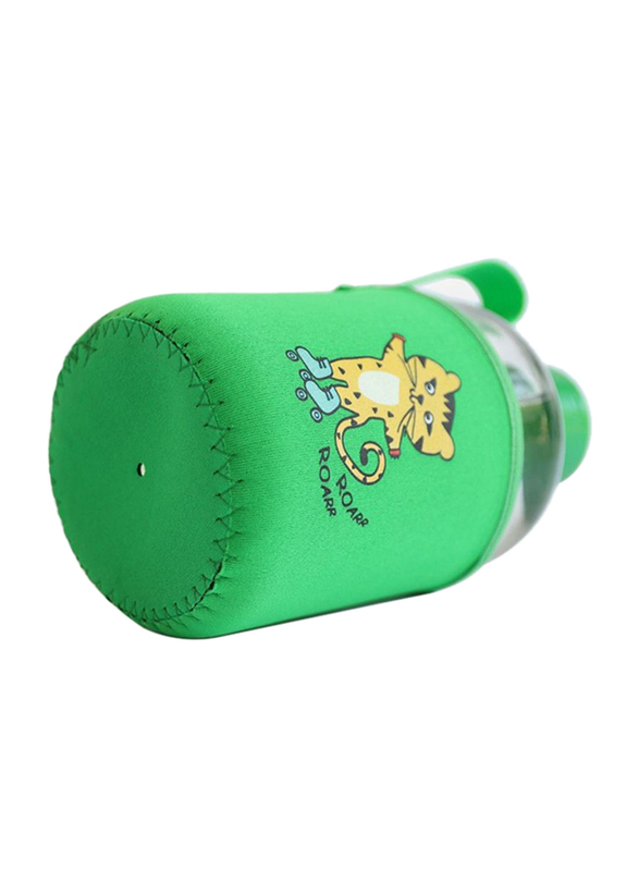 Milk & Moo Skater Cheetah Kids Glass Water Bottle, 600ml, Green