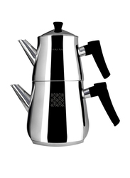 Serenk 3 Ltr Traditional Turkish 18/10 Stainless Steel Rapid Boil Stove Tea Pot, Silver