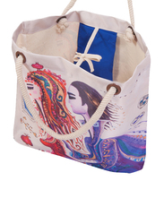 BiggDesign Love Patterned Beach Shoulder Bag for Women, White