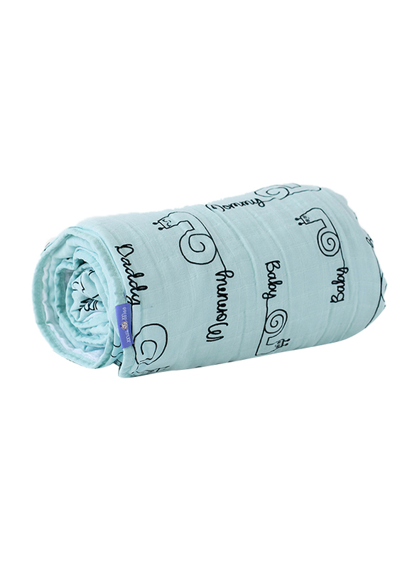 Milk & Moo Sangaloz Muslin Fiber Filled Baby Blanket, Light Blue/Black