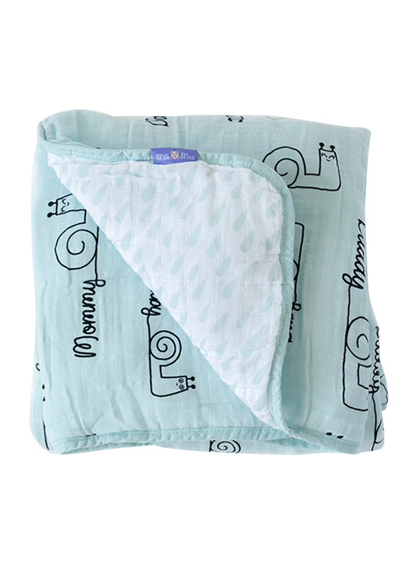 Milk & Moo Sangaloz Muslin Fiber Filled Baby Blanket, Light Blue/Black