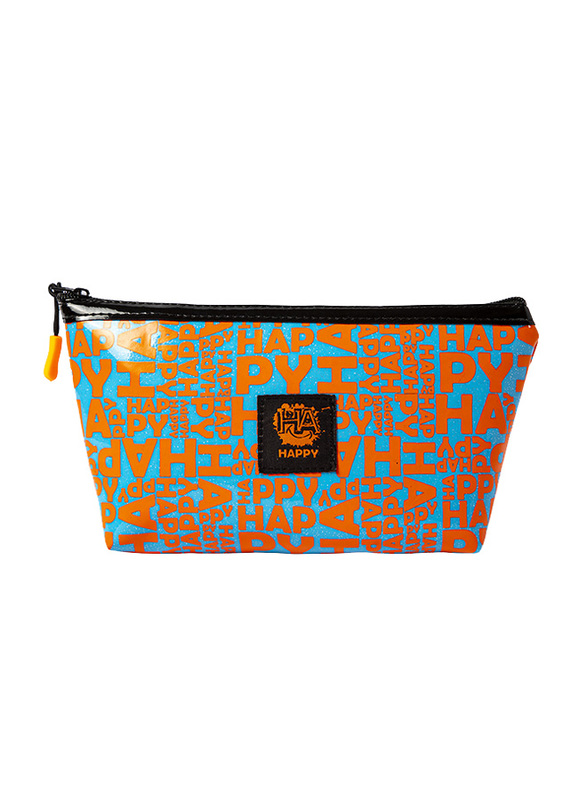 BiggDesign Moods Up Happy Glossy Makeup Bag, Orange/Blue