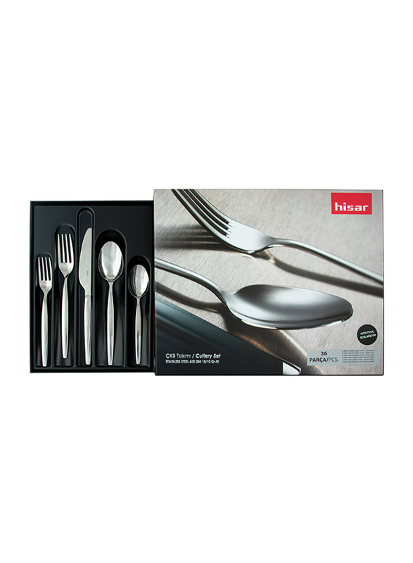 Hisar 36-Piece Lydia Silverware Cutlery Set, Silver