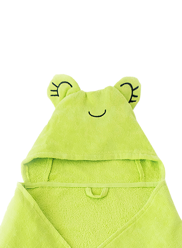 Milk & Moo Cacha Frog Velvet Hooded Towel for Babies, Green