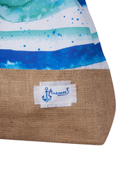 BiggDesign Anemoss Wave Jute Beach Shoulder Bag for Women, Blue/White