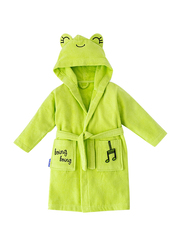 Milk & Moo Cacha Frog Velvet Hooded Robe for Kids, Green