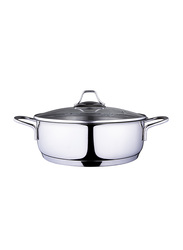 Serenk 24cm Modernist Stainless Steel Round Saute Pan, Silver