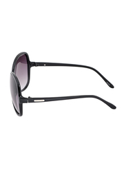 Xoomvision Full-Rim Round Black Sunglasses for Women, Black Lens, 023055