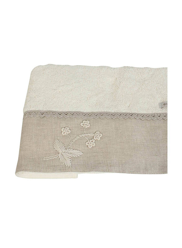 

Ecocotton Ayliz Embroidered Bath Towel, 150cm, Beige