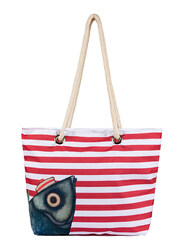 Biggdesign Pistachio Beach Shopping Shoulder Bag for Women, Red/White