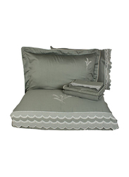 Ecocotton 6-Piece Eki̇n Eco Double Duvet Cover Set, 1 Duvet Cover + 1 Bed Sheet + 2 Pillow Cases + 2 Oxford Pillow Cases, Green