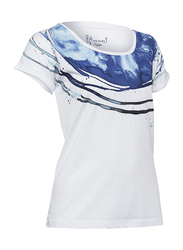 BiggDesign Anemoss Route Short Sleeve T-Shirt for Women, Medium, White/Blue/Black