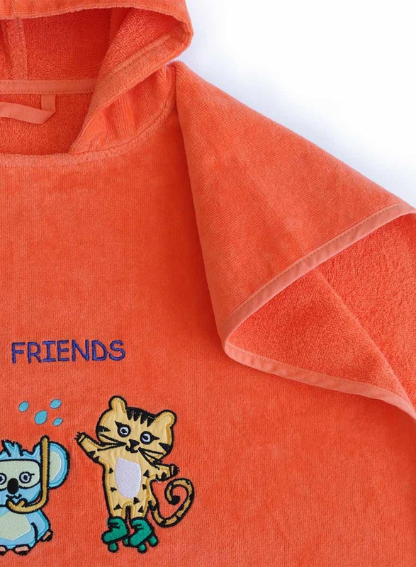 Milk & Moo Open Sided Ultra Soft & Absorbent Hooded Beach Towel, 4-6 Years, Orange