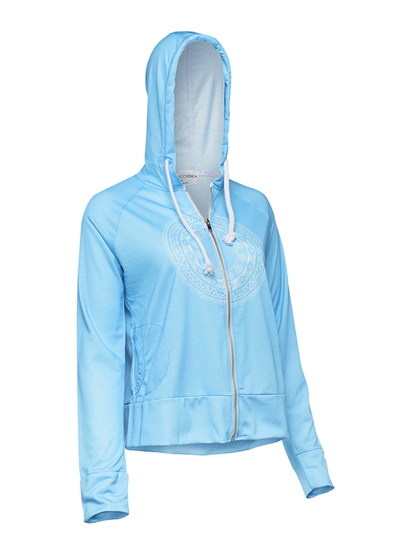 BiggYoga Chakra Hoodie Sweatshirt for Women, Medium, Light Blue