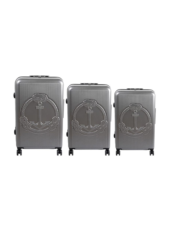 Biggdesign 3-Piece Ocean Design Carry On Luggage Set, Grey