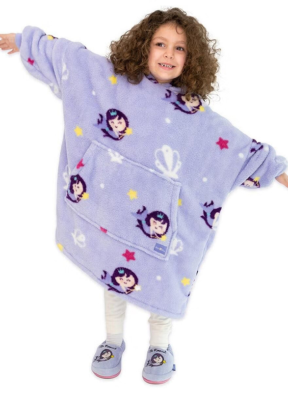 Milk & Moo Little Mermaid Wearable Hooded Blanket with Pouch, Purple